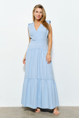 TCS2958 - Maxi Dress with Flutter Sleeves/ Pre-packed: S(2) – M(2) – L(2) – 6pcs