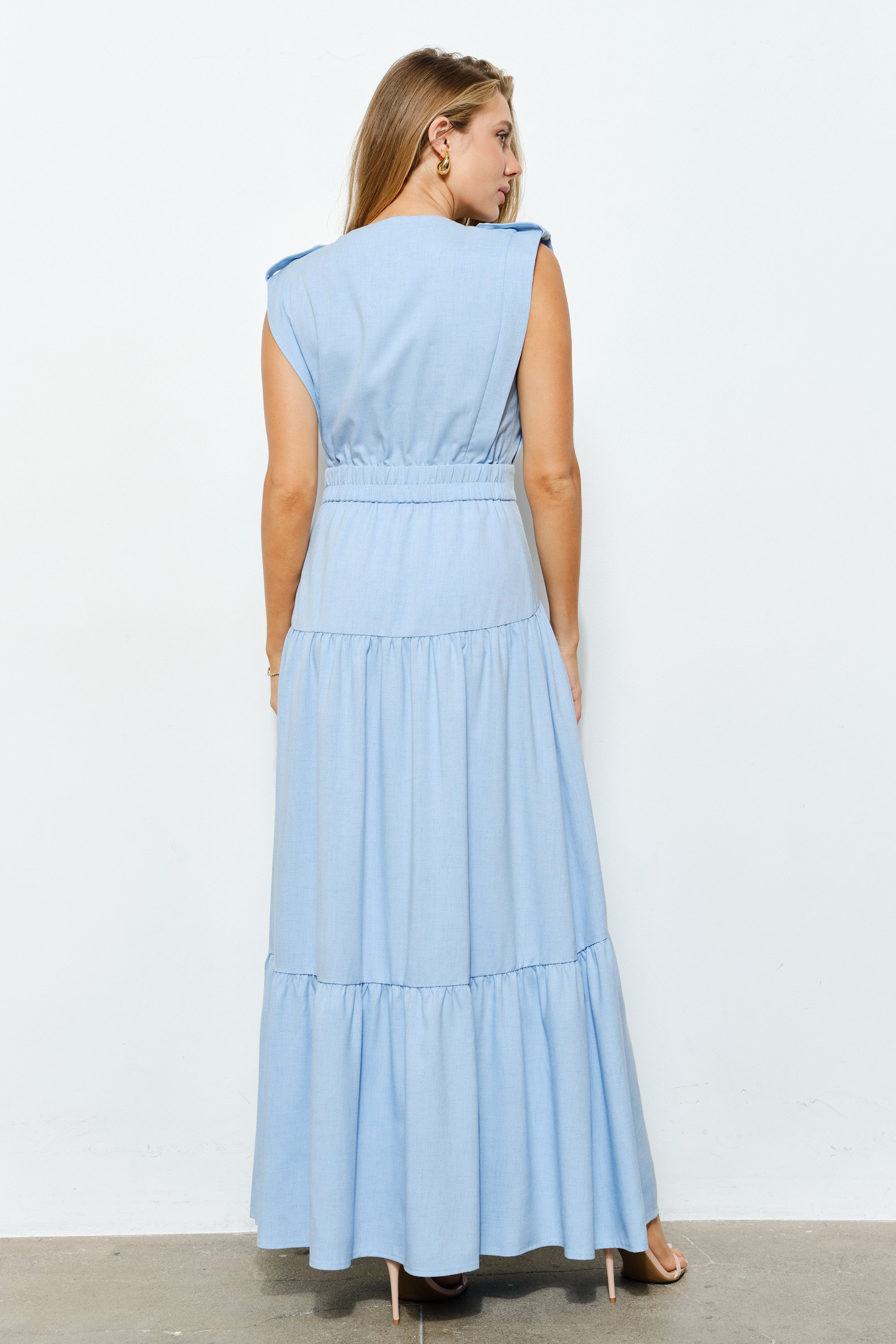 TCS2958 - Maxi Dress with Flutter Sleeves/ Pre-packed: S(2) – M(2) – L(2) – 6pcs