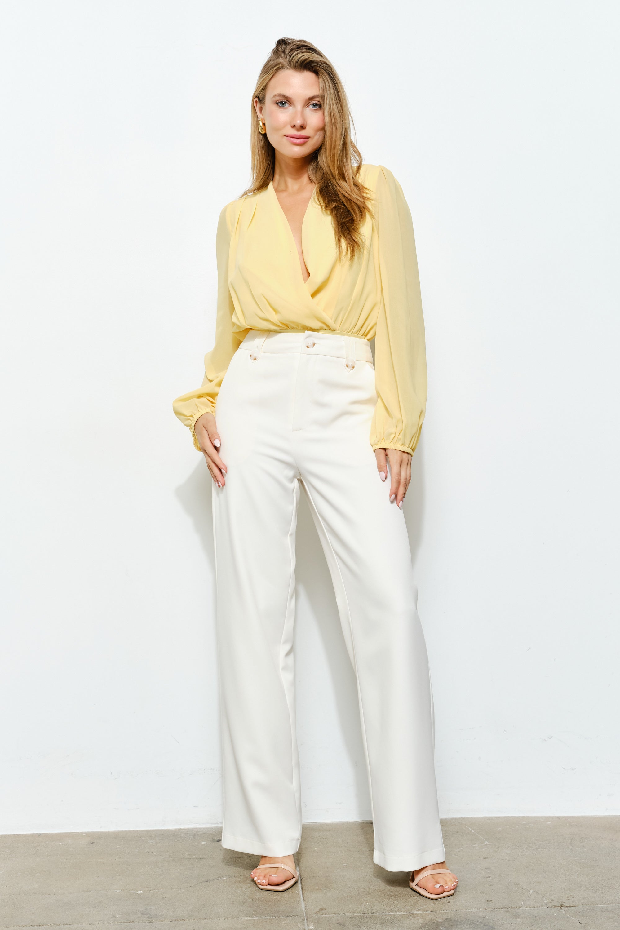 TCS2970- Surplice Long Sleeve Bodysuit Top