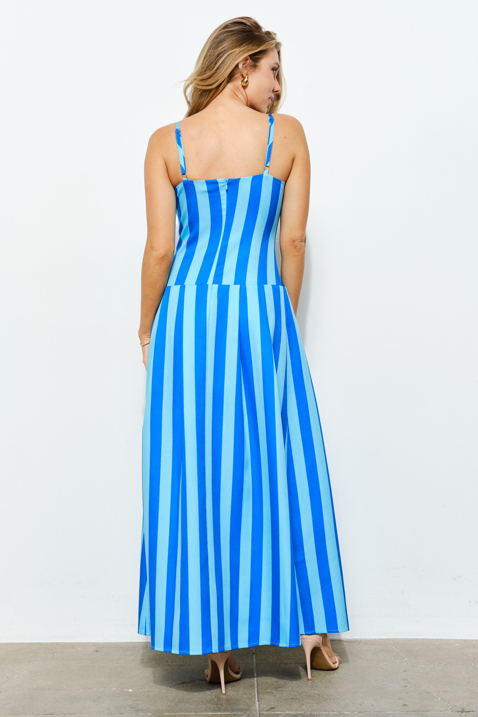 TCS2975- Striped Sweetheart Maxi Dress/ Pre-packed: S(2) – M(2) – L(2) – 6pcs