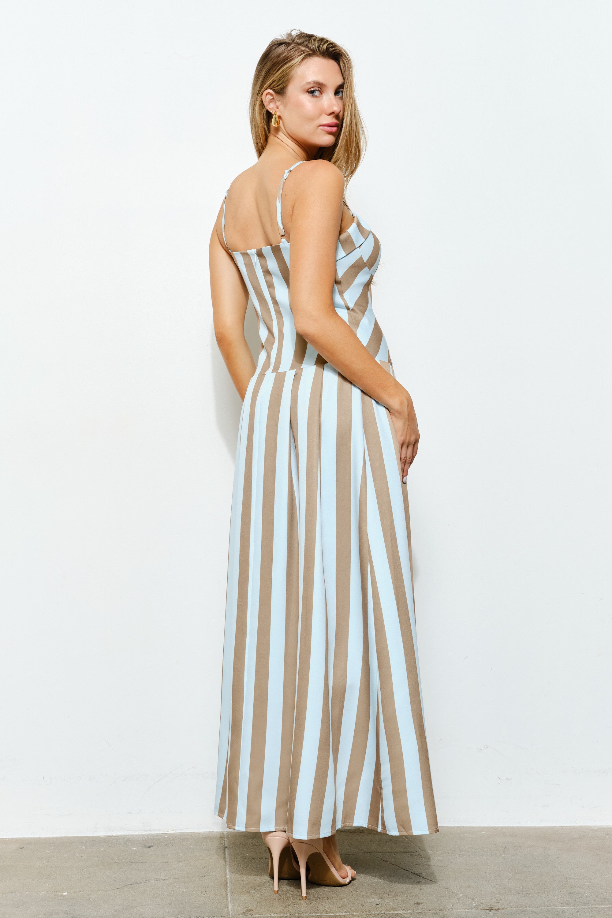 TCS2975- Striped Sweetheart Maxi Dress/ Pre-packed: S(2) – M(2) – L(2) – 6pcs