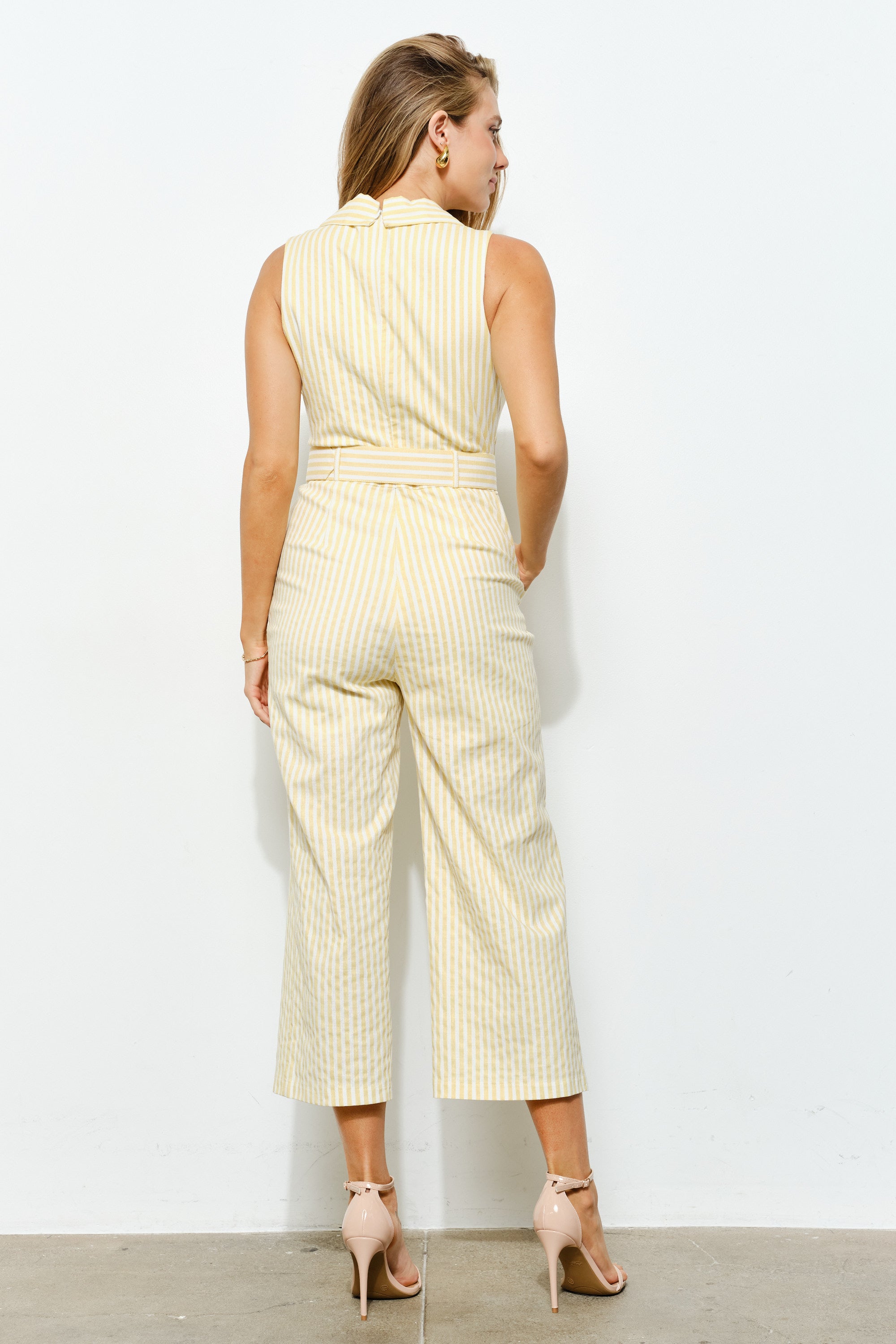 TCS8932S- City Chic Striped Jumpsuit