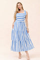 TCS9713- Striped Tiered Maxi Dress with Belt/ Pre-packed: S(2) – M(2) – L(2) – 6pcs