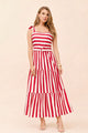 TCS9713- Striped Tiered Maxi Dress with Belt/ Pre-packed: S(2) – M(2) – L(2) – 6pcs
