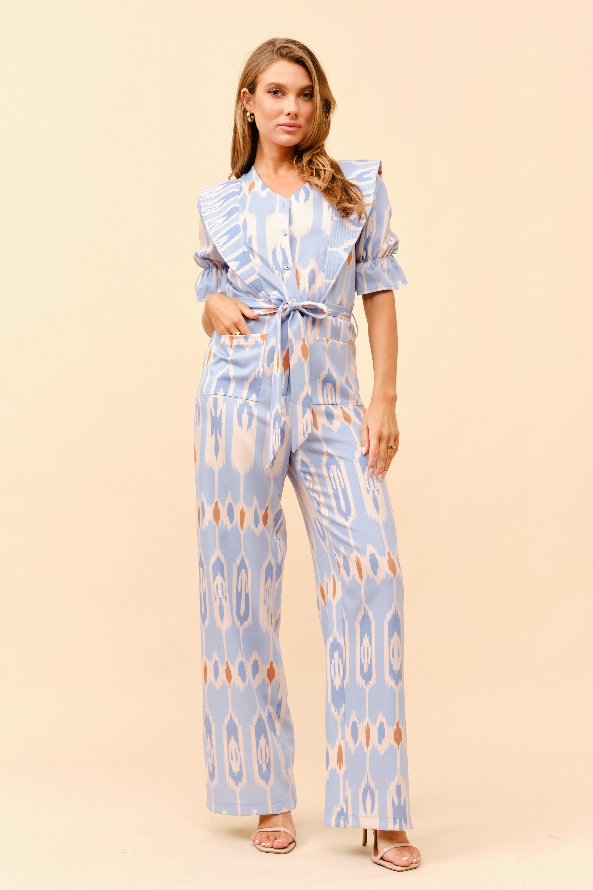 TCS2865- Ikat Inspired Jumpsuit/ Pre-packed: S(2) – M(2) – L(2) – 6pcs