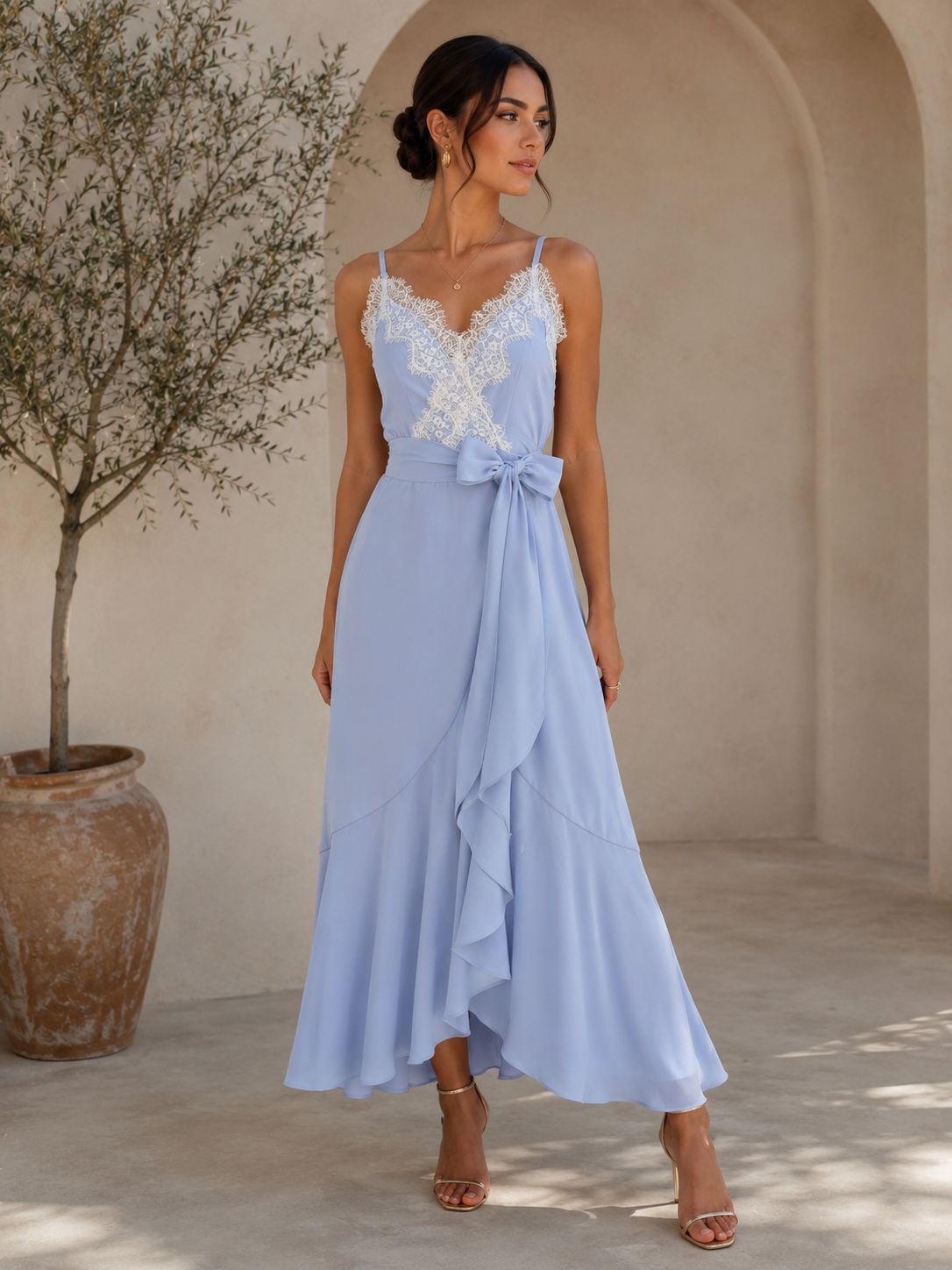 TCS2972- Lace Whisper Wrap Maxi Dress