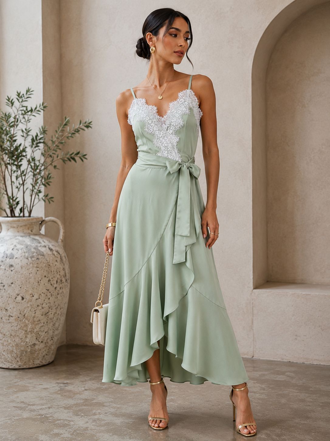 TCS2972- Lace Whisper Wrap Maxi Dress