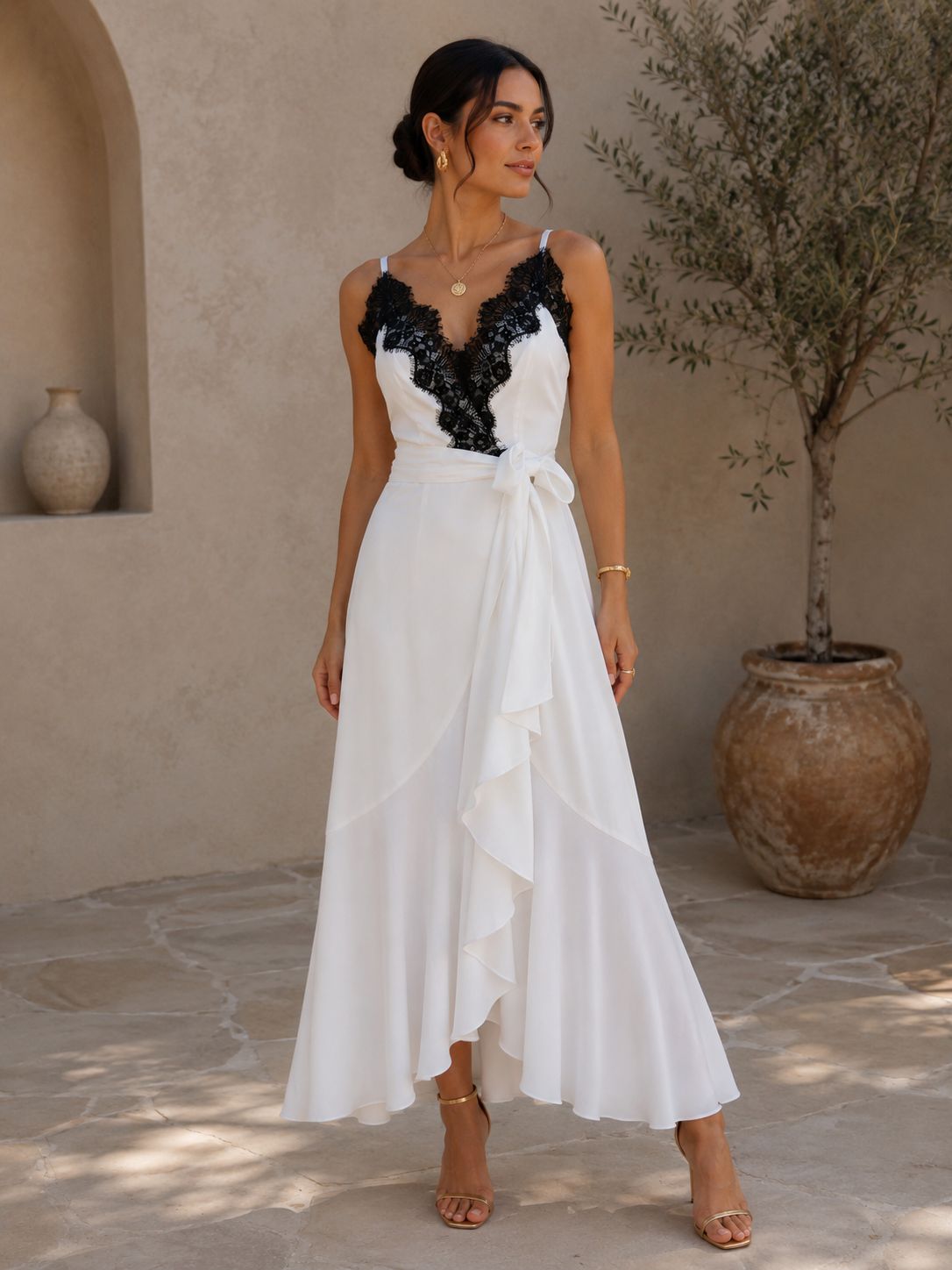 TCS2972- Lace Whisper Wrap Maxi Dress