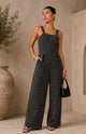 TM139- Plaid Wide-Leg Jumpsuit