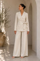 TCS3022 - Sophisticated Tie-Waist Blazer & Wide-Leg Pant Set