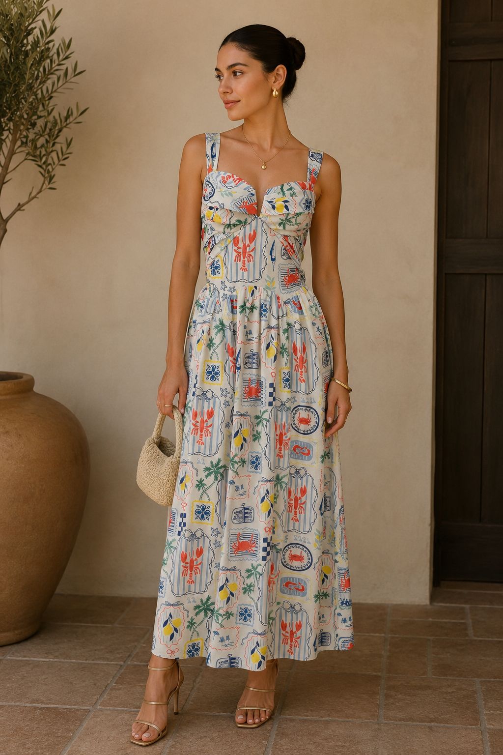 TCS3028 - Seaside Escape Printed Maxi Dress