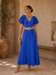 TCS3017 - Puff Sleeve Belted Maxi Dress