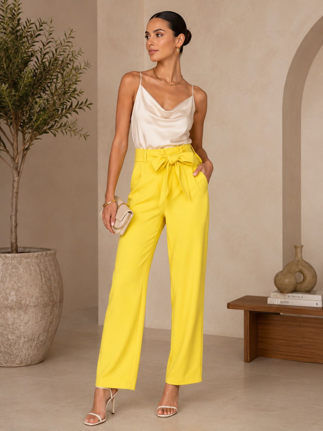 TCS3039 - Tie-Waist Wide Leg Pants