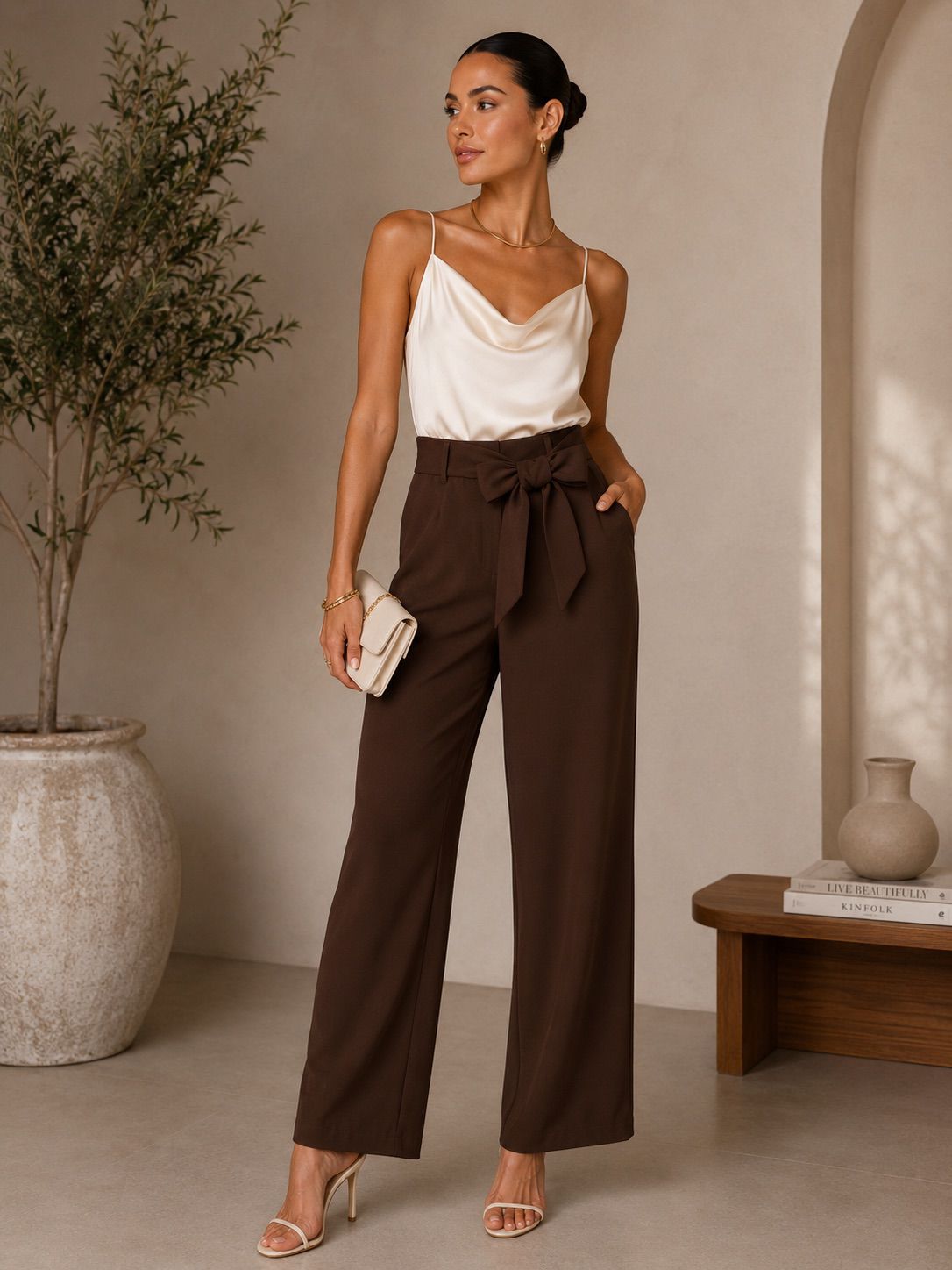 TCS3039 - Tie-Waist Wide Leg Pants