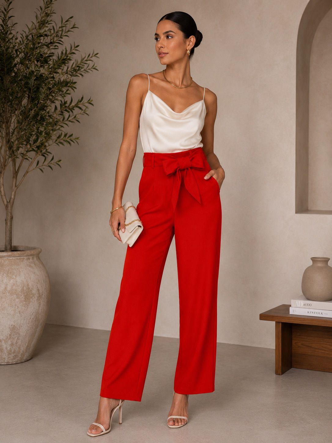 TCS3039 - Tie-Waist Wide Leg Pants