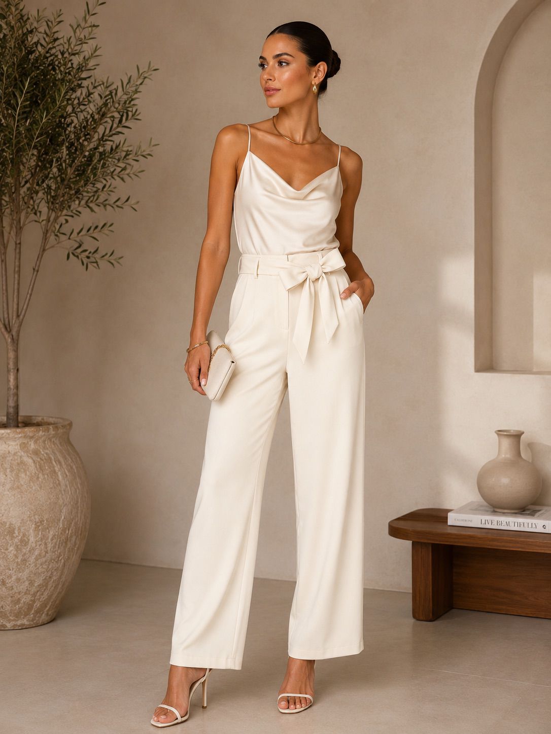 TCS3039 - Tie-Waist Wide Leg Pants