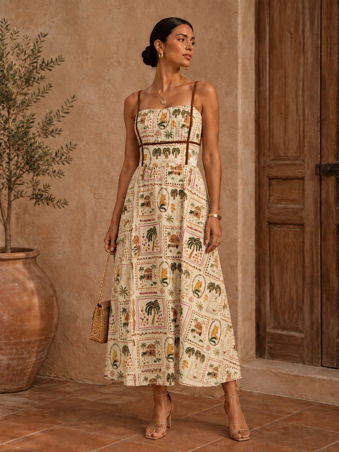 TCS3026 - Printed Midi Sundress
