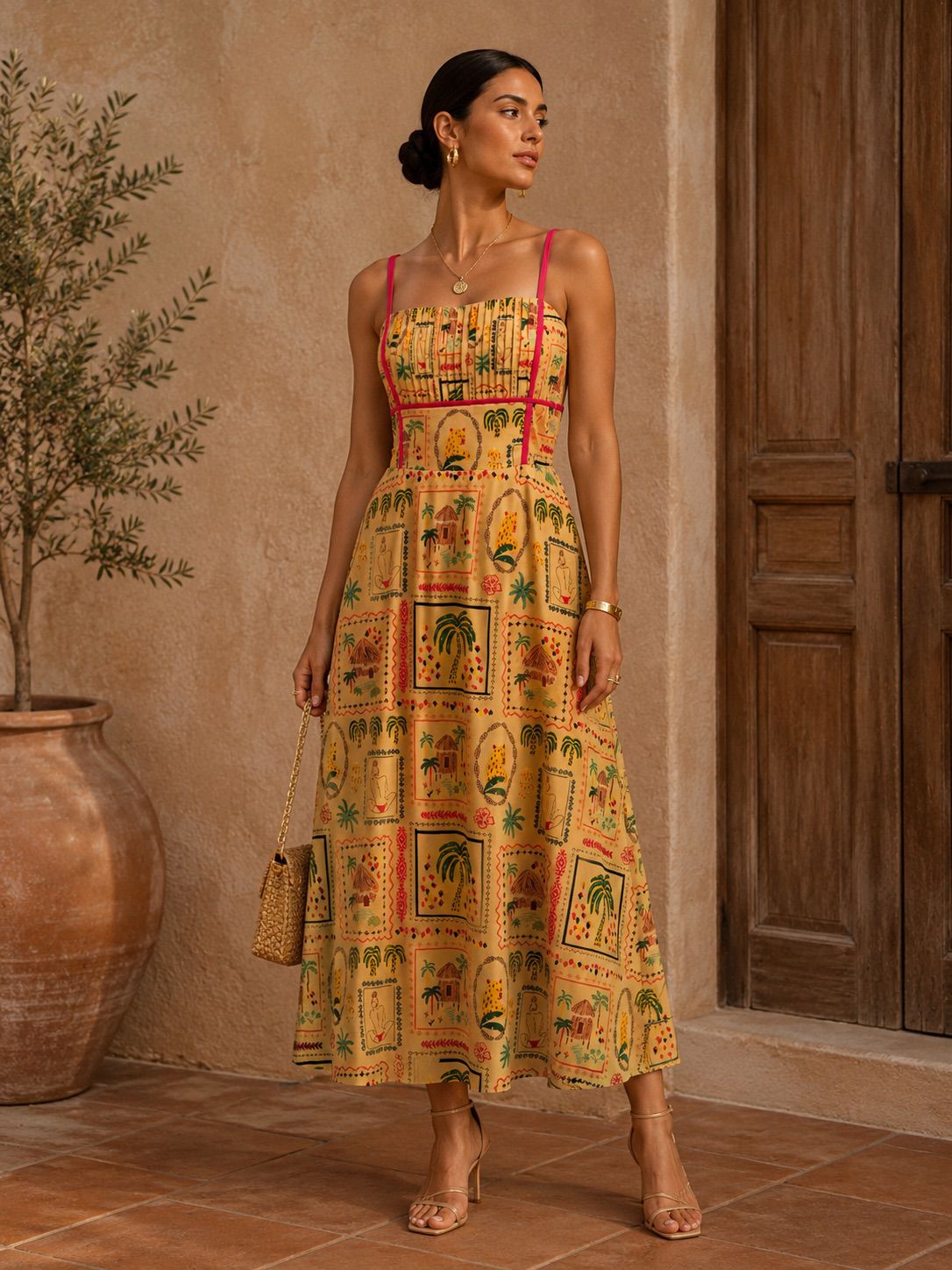 TCS3026 - Printed Midi Sundress
