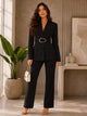 TCS3019 - Belted Blazer & Wide-Leg Pant Suit Set