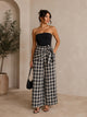 TM403 - Plaid Wrap Wide-Leg Pants