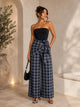 TM403 - Plaid Wrap Wide-Leg Pants