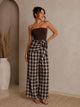 TM403 - Plaid Wrap Wide-Leg Pants