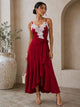 TCS2972 - Lace Trim High-Low Midi Dress
