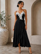 TCS2972 - Lace Trim High-Low Midi Dress