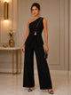 TCS3085 - One-Shoulder Button Detail Vest & Wide-Leg Pant Set