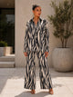 TM438 - Abstract Print Button-Down Pant Set