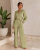 TCS3041 - Satin Wrap Top & Wide-Leg Pants Set