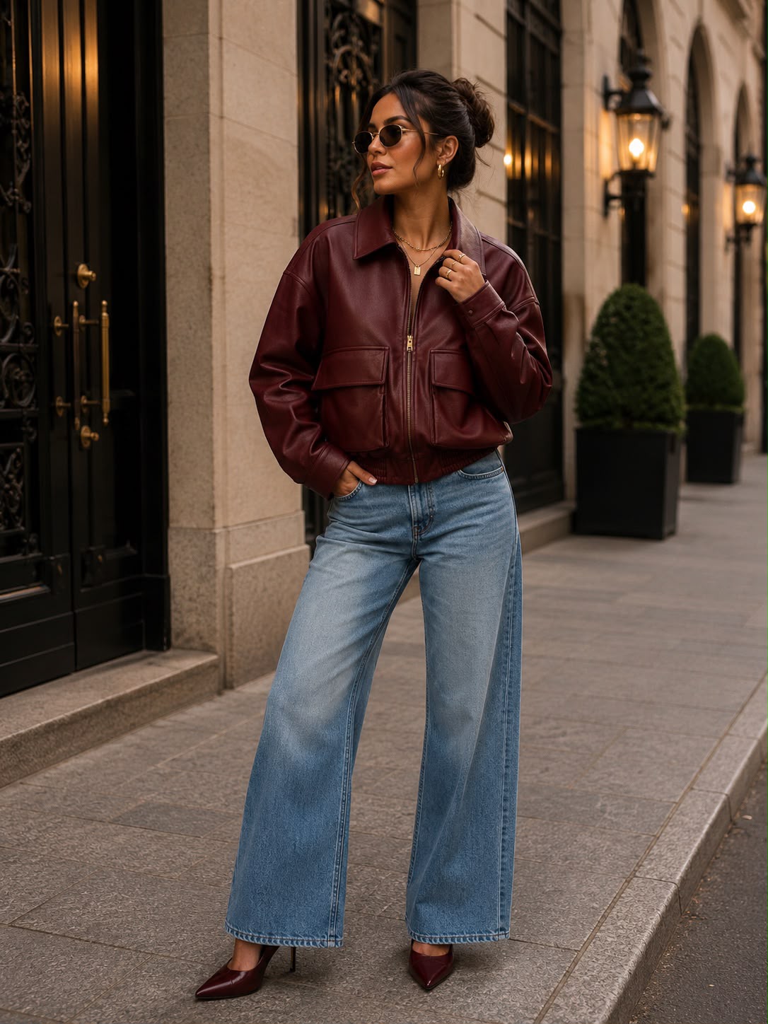 TCS3080 - Faux Leather Bomber Jacket