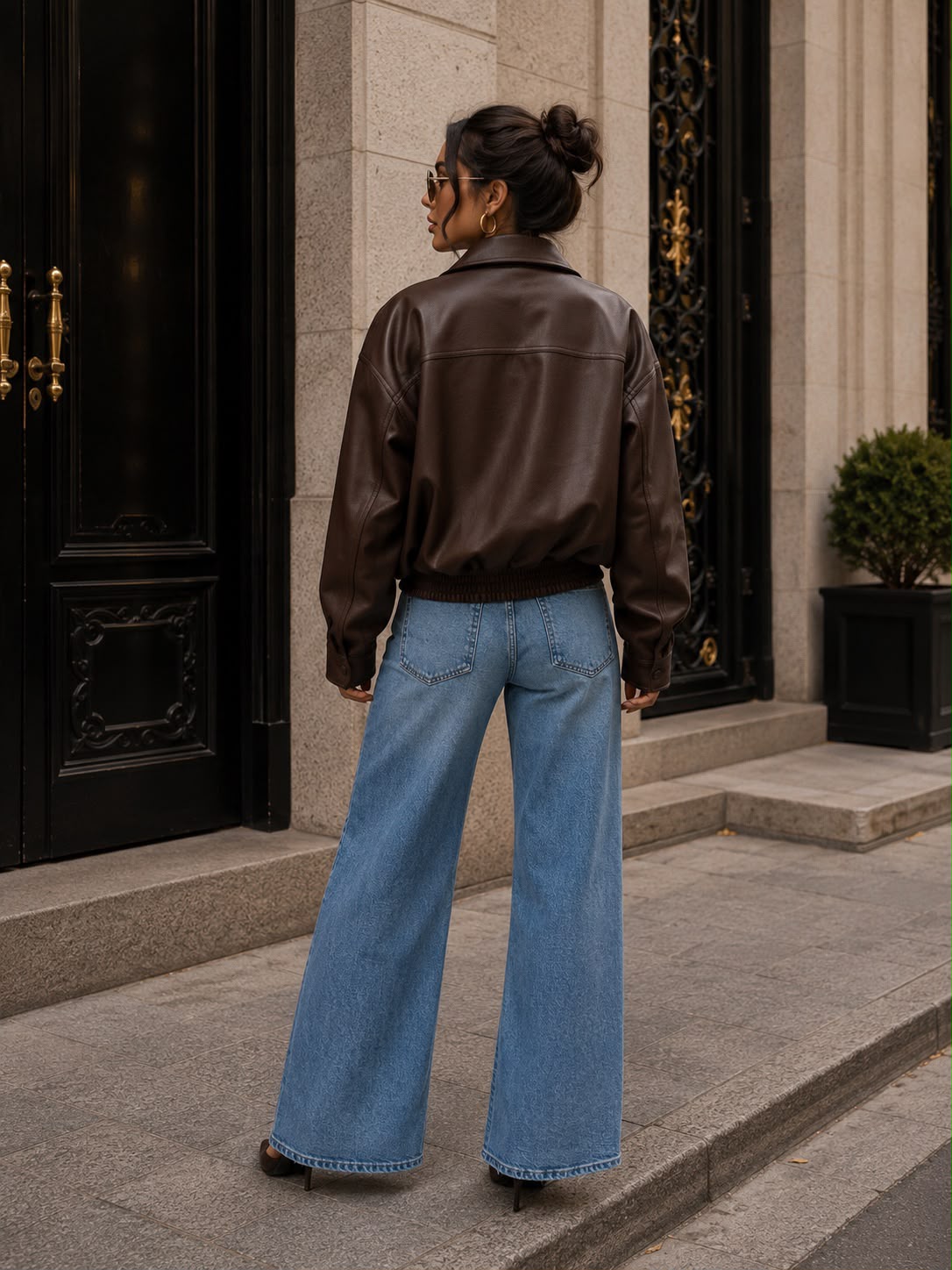 TCS3080 - Faux Leather Bomber Jacket