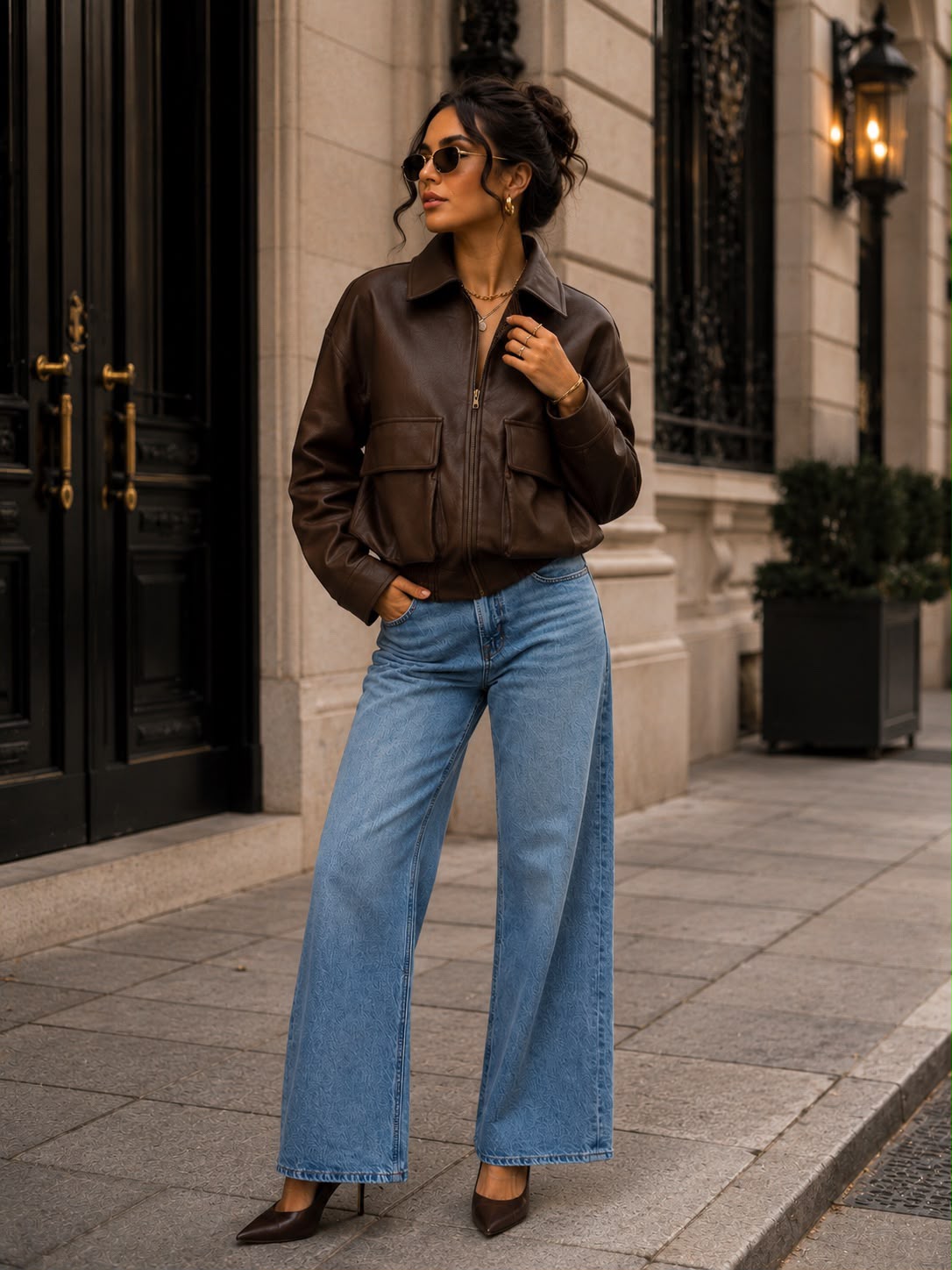 TCS3080 - Faux Leather Bomber Jacket
