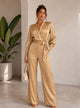 TCS3041 - Satin Wrap Top & Wide-Leg Pants Set