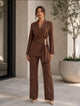 TCS3107 - Wrap Blazer Top & Straight-Leg Pant Set