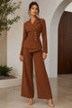 TCS3108 - Tailored Wrap Blazer & Wide-Leg Pants Two-Piece Set