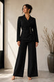 TCS3108 - Tailored Wrap Blazer & Wide-Leg Pants Two-Piece Set