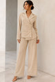 TCS3108 - Tailored Wrap Blazer & Wide-Leg Pants Two-Piece Set