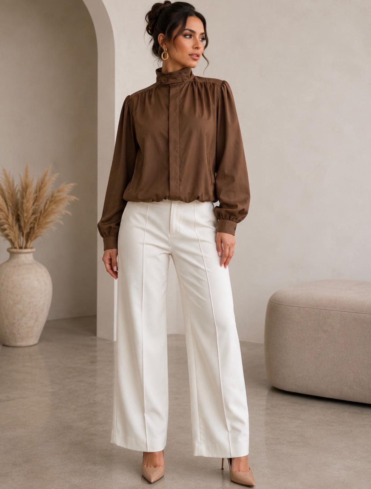 TCS3134 - Sophisticated High-Neck Bomber Jacket
