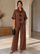 TM482 - Toggle Zip-Up Wide Leg Pant Set