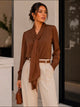 TM443 - Satin Tie-Neck Blouse