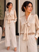 TM443 - Satin Tie-Neck Blouse