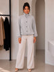 TM524 - High-Neck Button-Front Blouson Jacket