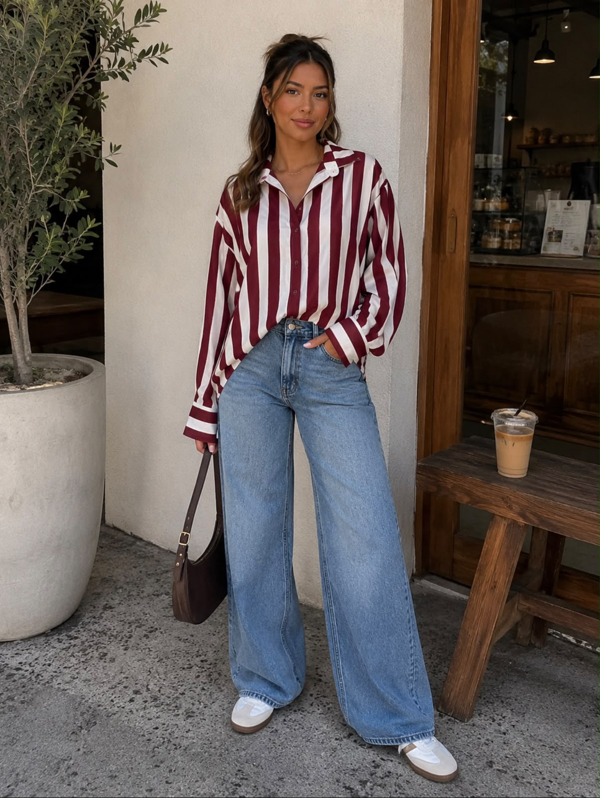 TM 534 - Striped Button-Down Blouse