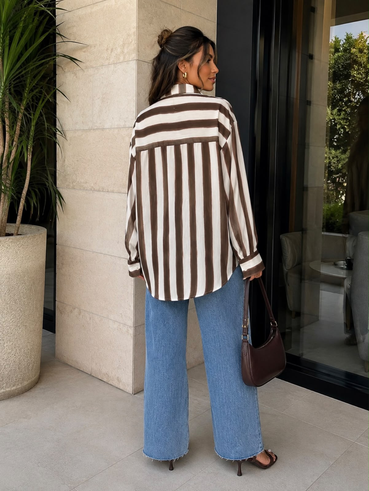 TM 534 - Striped Button-Down Blouse