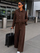 TM 494 - Collared Jacket & Wide-Leg Pants Set