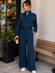 TM 499 - Cropped Utility Jacket & Wide-Leg Pants Set
