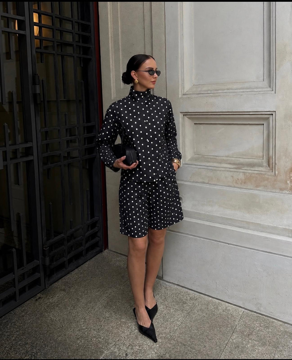 TCS 3163 -  Polka-Dot Jacket & Bermuda Shorts Set