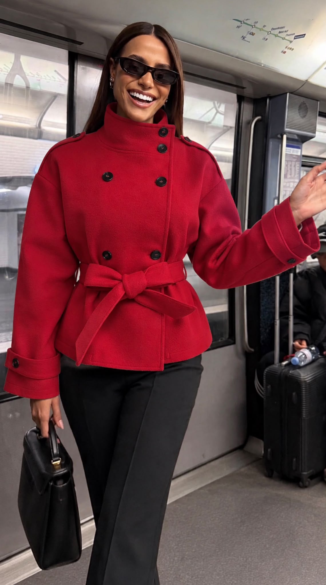 TCS 3145 - Double-Breasted Belted High-Neck Coat